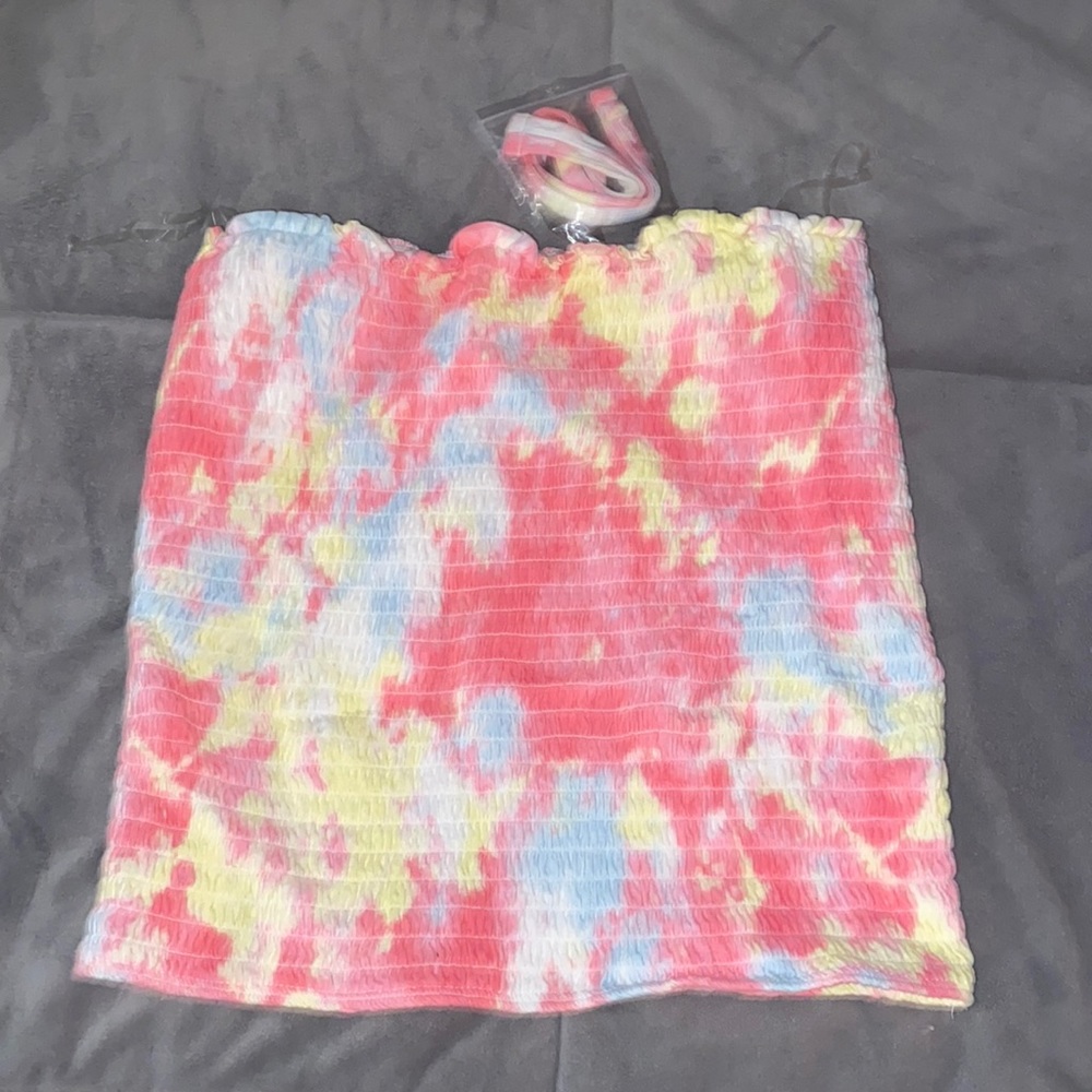 Girls tie-dyed Justice tube top ~ removable shoulder straps